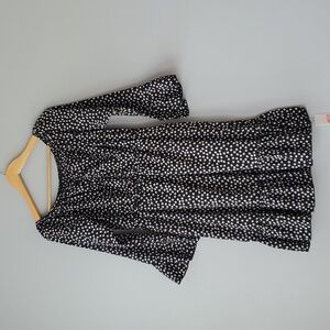 Amasoo Black White Floral Pullover Mini Dress Womens XL